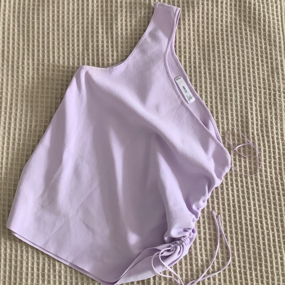 Lavender One Shoulder cinched tie Tank Top Mango - Picture 3 of 3
